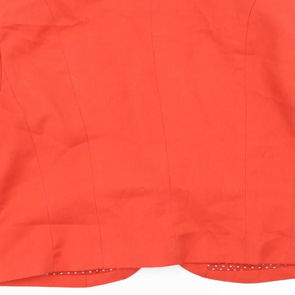 Brand and care label for H&M women’s red jacket blazer, size UK 38