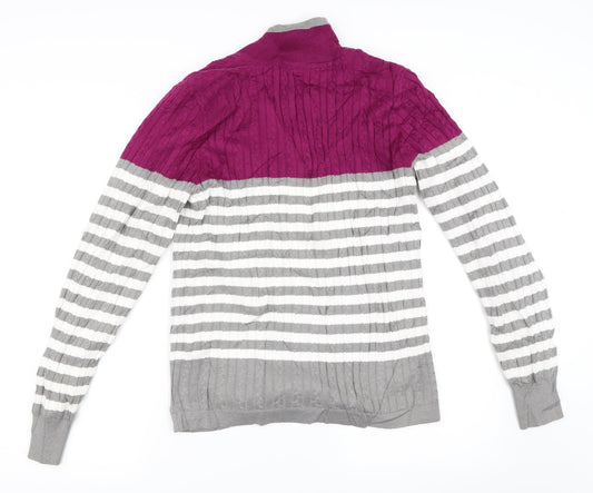 Daily Sports Womens Grey Striped Pullover Jumper Size S