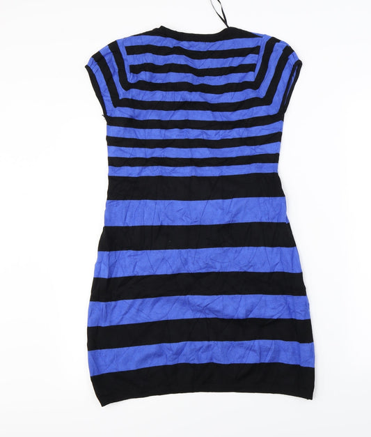 Matalan Womens Blue Striped A-Line Size 10