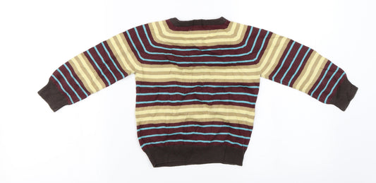 Marks and Spencer Girls Brown Striped Pullover Jumper Size 2-3 Years