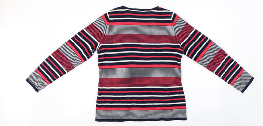 love knitwear Womens Red Striped Pullover Jumper Size 10
