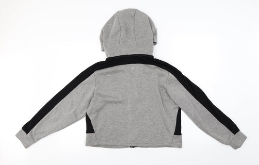 WORKOUT Womens Grey Full Zip Hoodie Size L