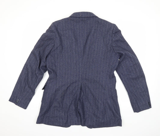 Preworn Mens Blue Striped Jacket Suit Size 38