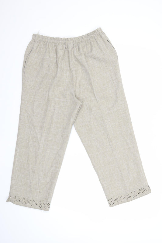 Afibel Womens Beige Cropped Trousers Size 16 L23 in