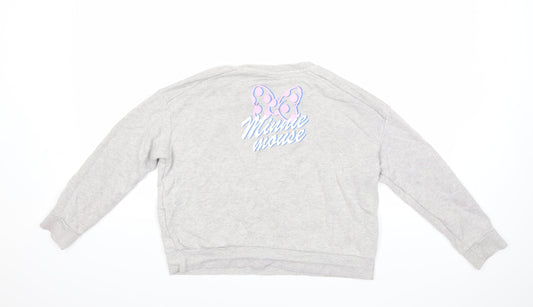 Uniqlo Girls Grey Pullover Sweatshirt Size 13 Years - minnie mouse
