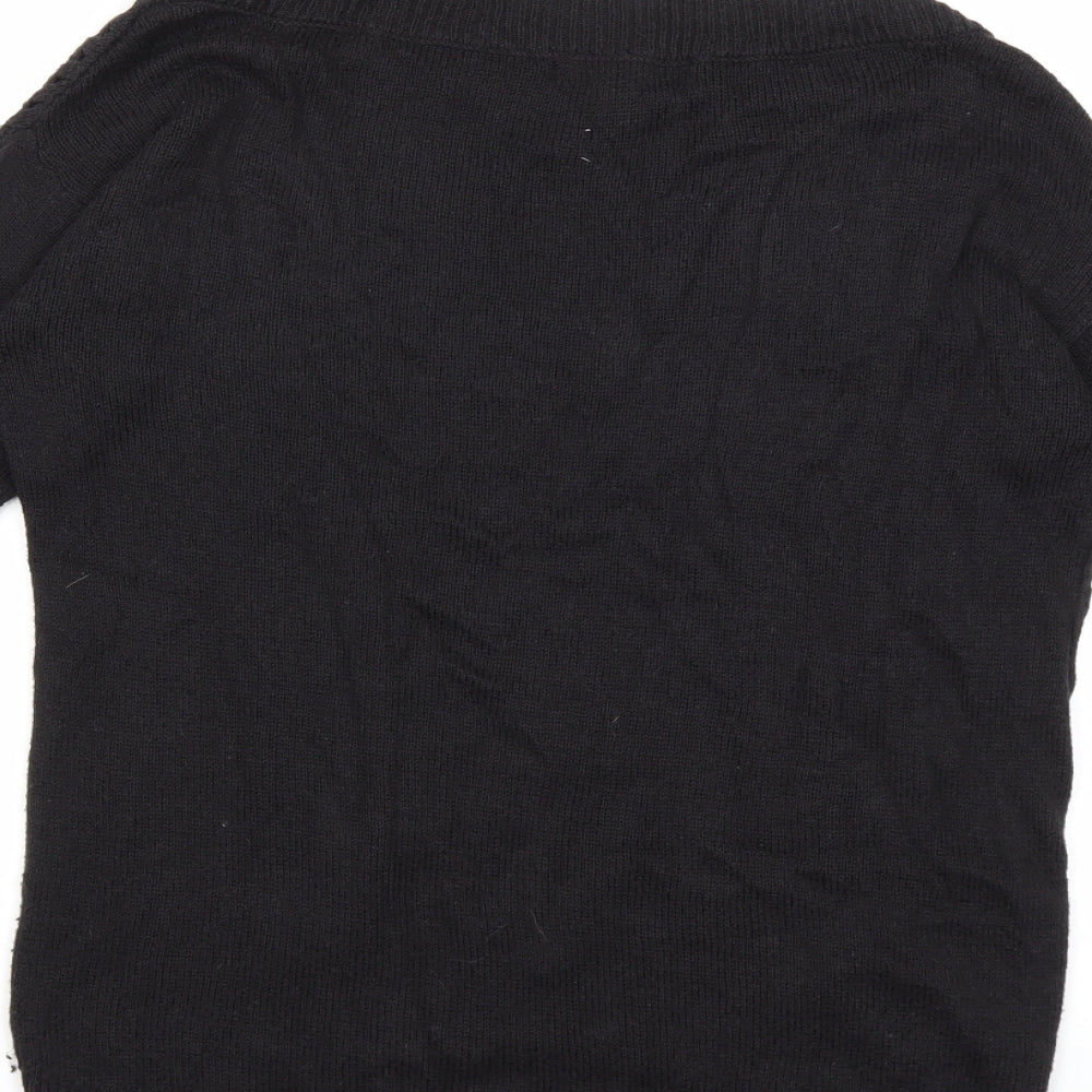 Brand and care label for APH ORISM women’s black knit jumper, size M