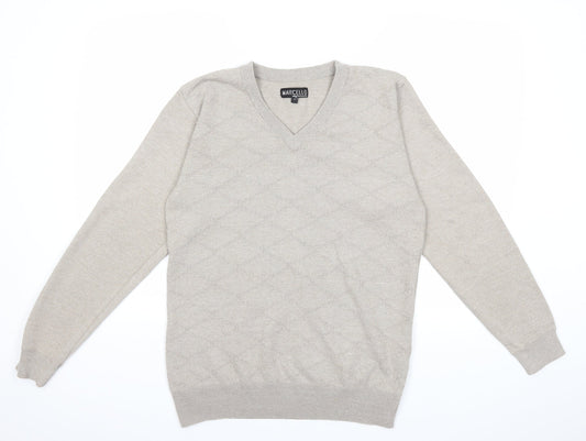 Marcello Mens Beige Knit Pullover Jumper Size L