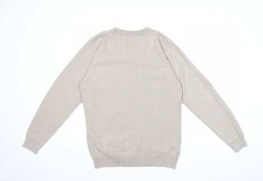 Marcello Mens Beige Knit Pullover Jumper Size L
