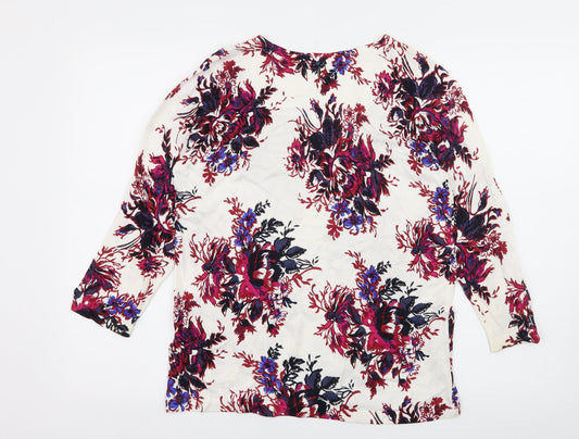 NEXT Womens White Floral Knit Pullover Jumper Size 12