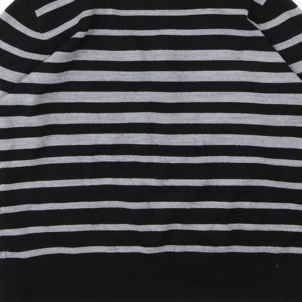 Brand and care label for BHS women’s grey striped knit jumper, size UK 10