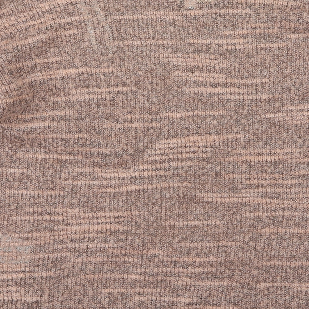 Brand and care label for New Look women’s pink knit jumper, size UK 8