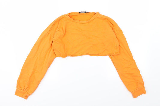 PRETTYLITTLETHING Womens Orange Jersey Pullover Sweatshirt Size 6 - Cropped