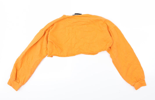 PRETTYLITTLETHING Womens Orange Jersey Pullover Sweatshirt Size 6 - Cropped
