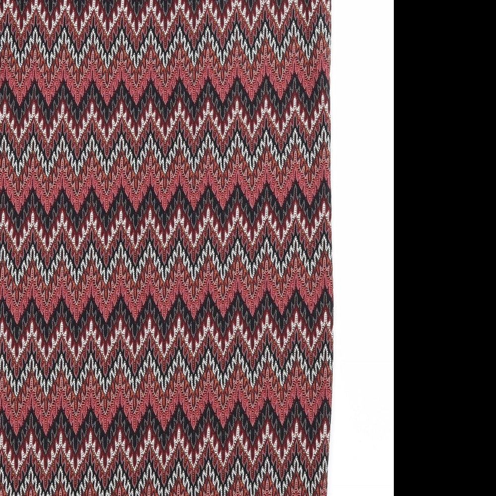 Brand and care label for Dorothy Perkins women’s multicoloured bandage skirt, size UK 8