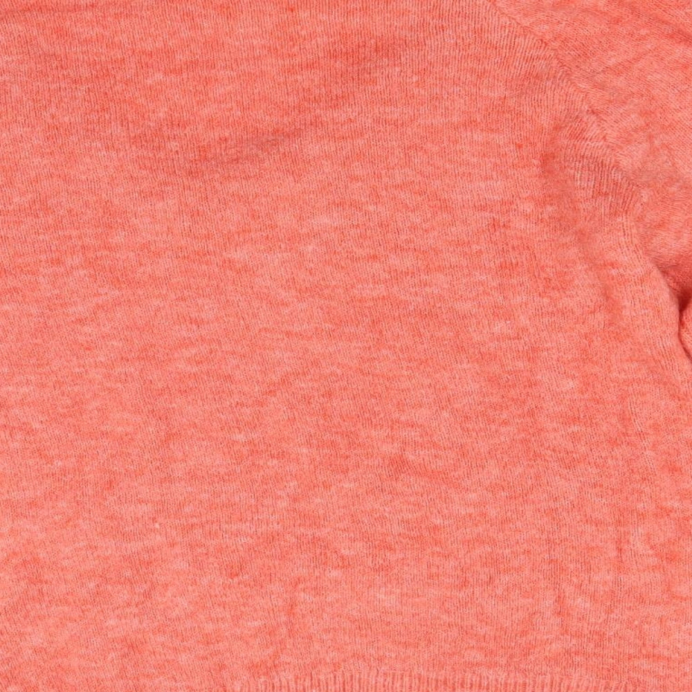 Brand and care label for H&M women’s orange knit jumper, size XS