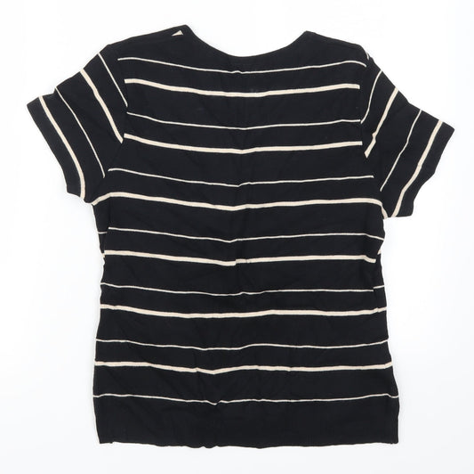 DASH Womens Black Striped Pullover Jumper Size 10