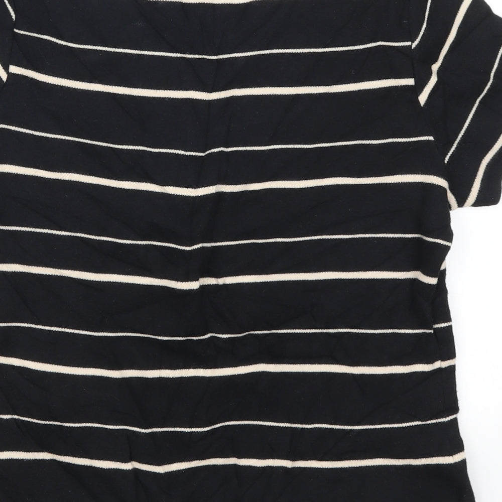 Brand and care label for Dash women’s black striped jumper, size UK 10