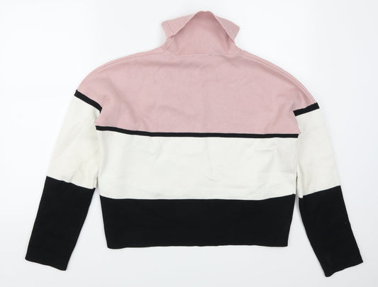New Look Womens Pink Striped Pullover Jumper Size M
