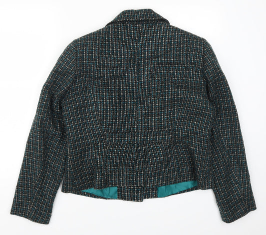 Classics Womens Blue Check Pea Coat Coat Size 16
