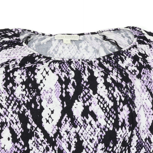 Dana Buchman Womens Purple Animal Print Basic T-Shirt Size S
