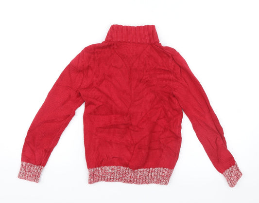Lands' End Boys Red Knit Pullover Jumper Size L