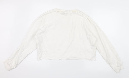Boohoo Womens White Knit Pullover Jumper Size XL - Cropped