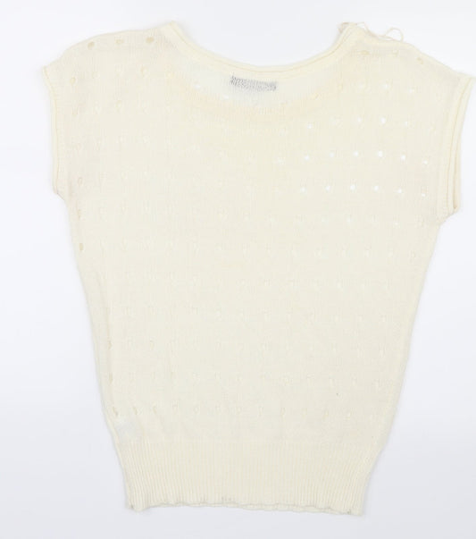 Select Womens Ivory Knit Basic T-Shirt Size 10