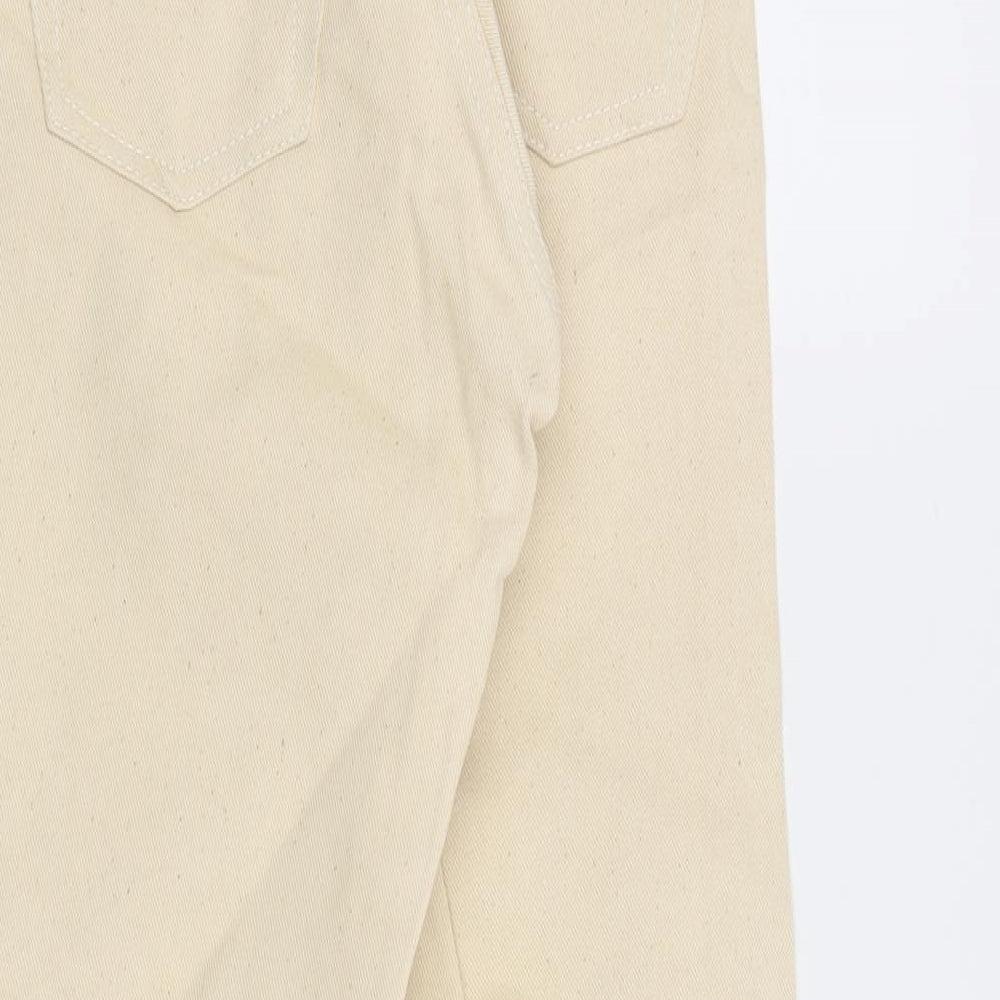 Brand and care label for Pepe Jeans women’s beige straight jeans, size UK 22, in, 23-inch leg