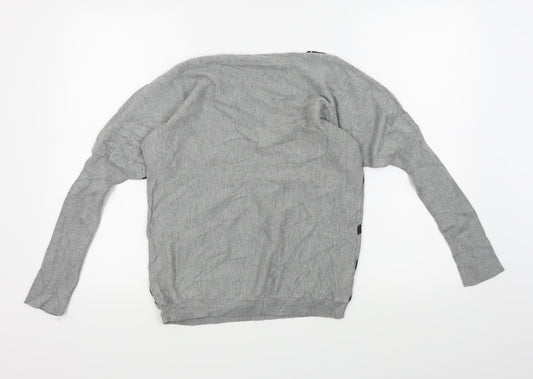 Linea Womens Grey Animal Print Pullover Jumper Size S