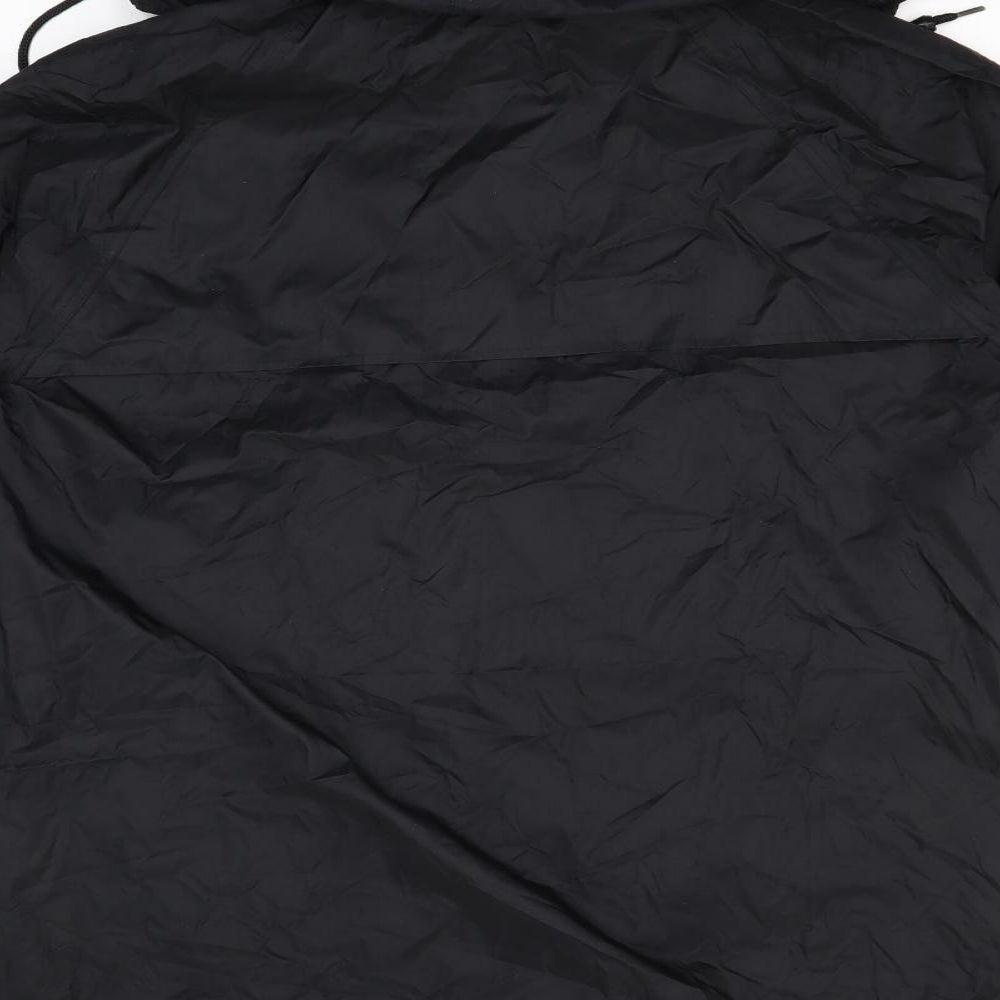 Brand and care label for Highpoint men’s black rain coat jacket, size S