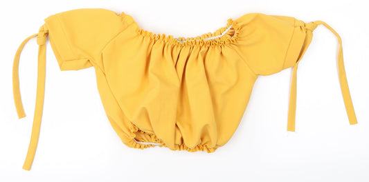 New Look Womens Yellow Basic T-Shirt Size 6 - Cropped
