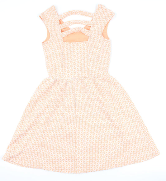 Xhilaration Womens Pink Geometric Skater Dress Size S
