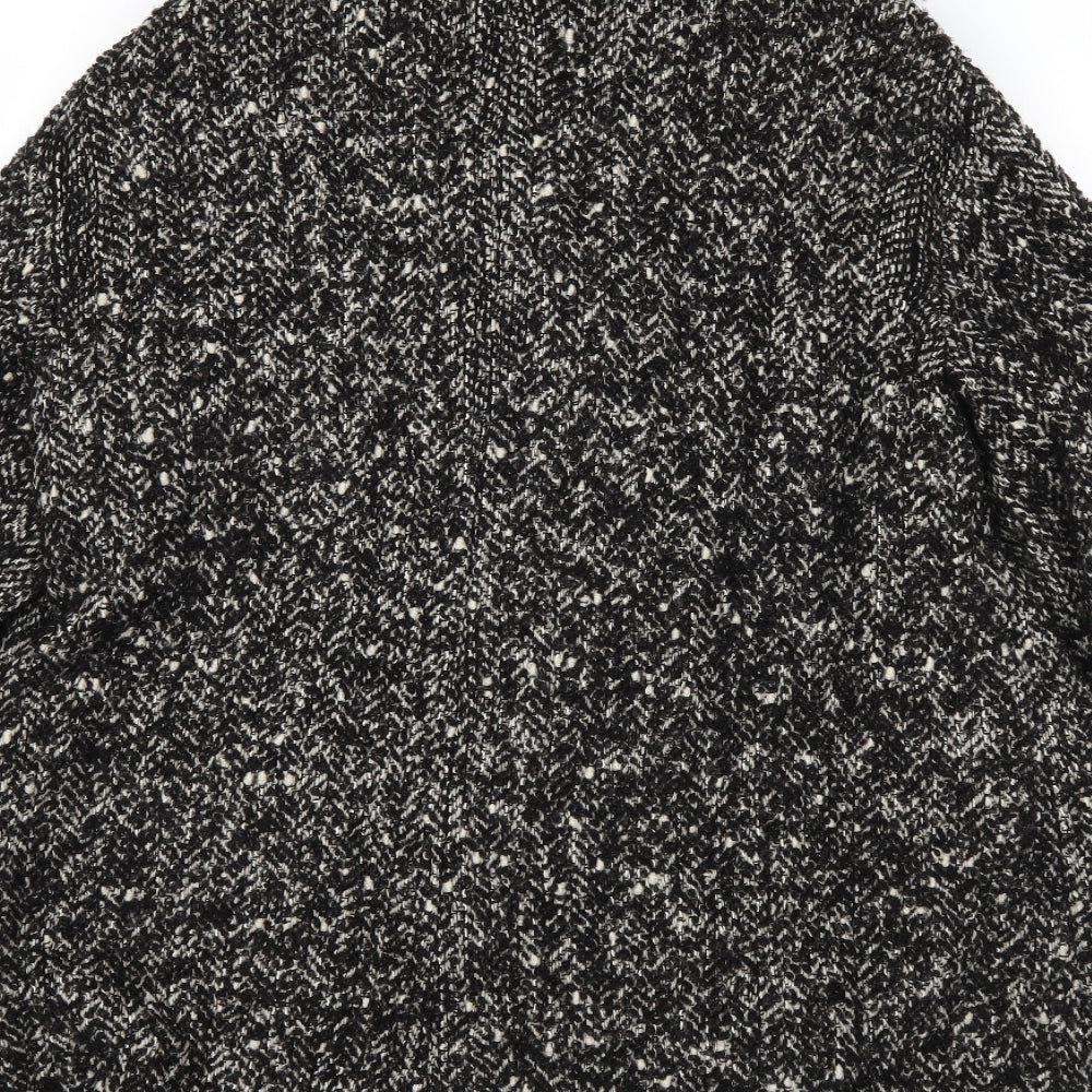 Brand and care label for Next women’s black herringbone overcoat coat, size UK 10
