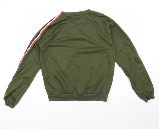 Liranmel Womens Green Striped Pullover Sweatshirt Size 2XL - stripe on sleeves