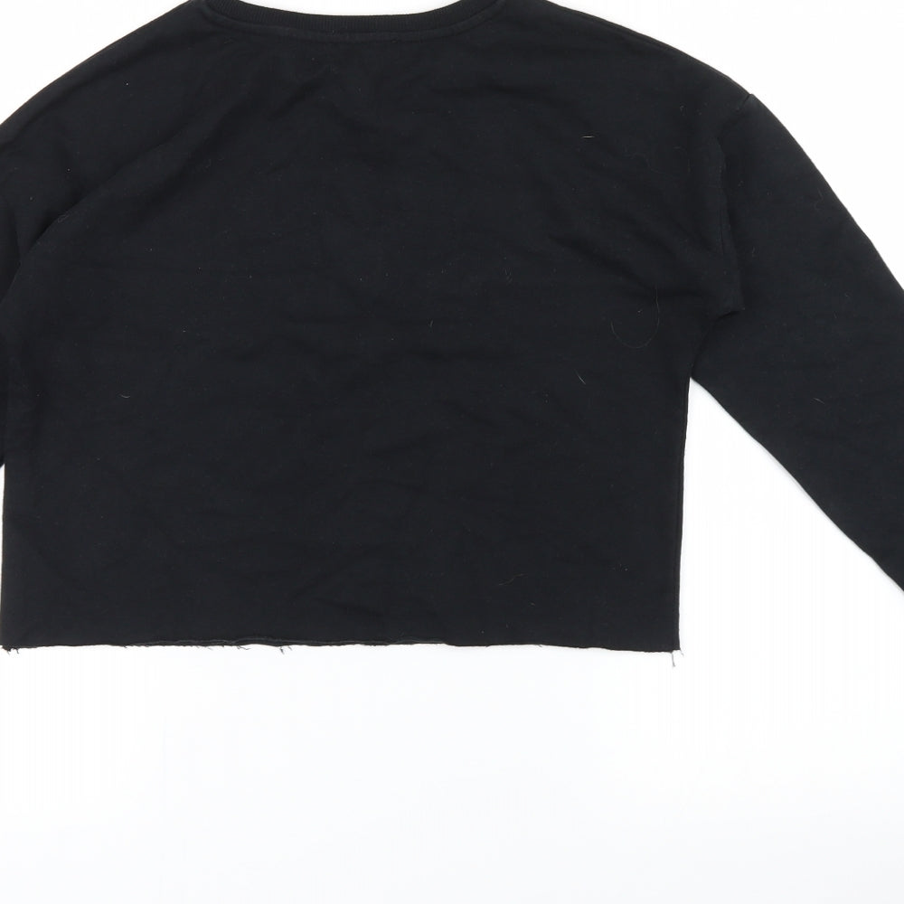 Brand and care label for Primark girls’ black pullover sweatshirt, size 13-14, years - unicorn fan club