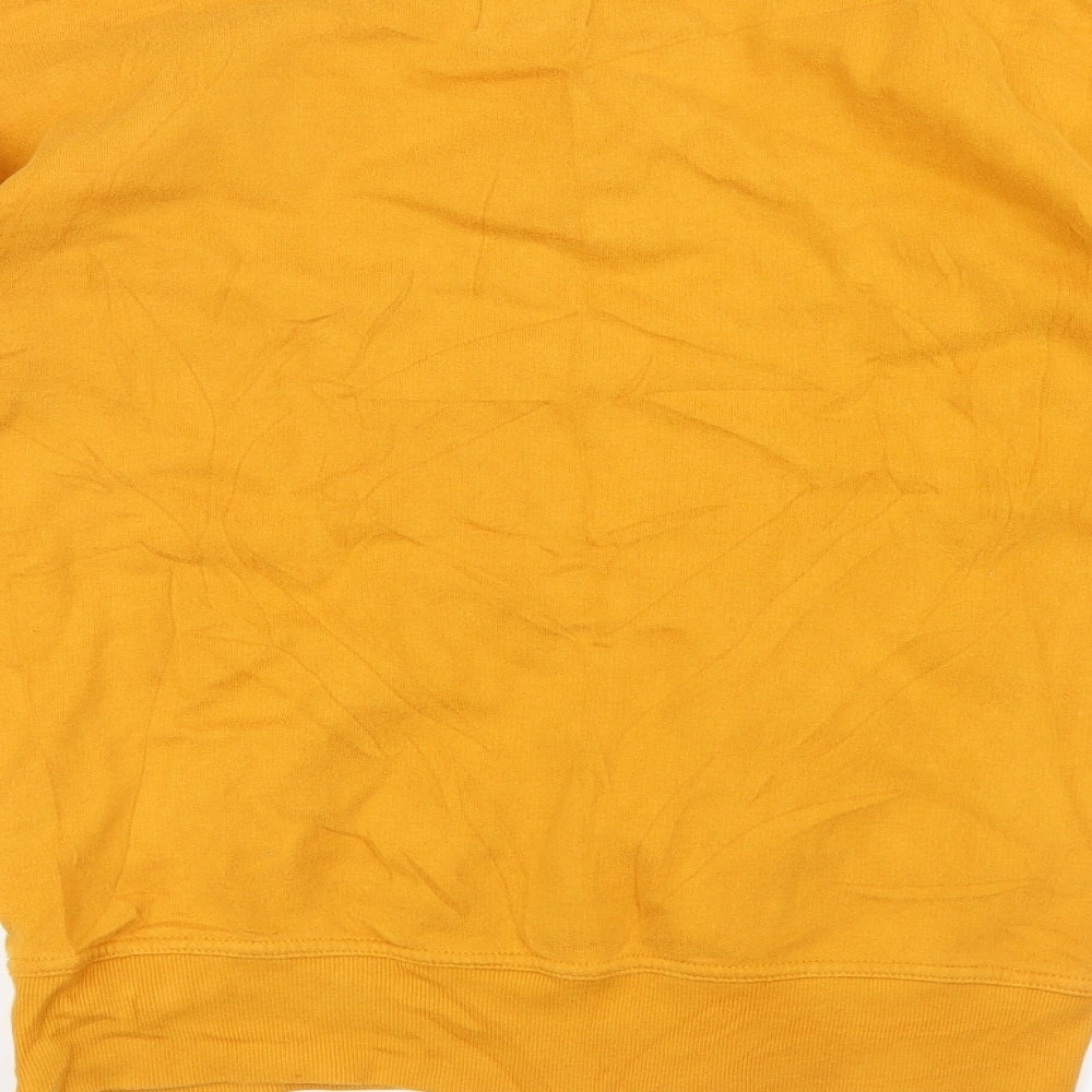 Brand and care label for Next women’s yellow pullover sweatshirt, size UK 6