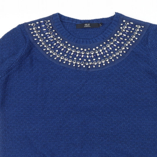 Isle Essentials Womens Blue Pullover Jumper Size M