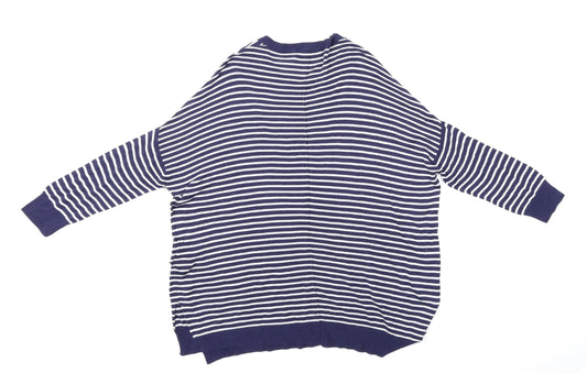 M&S Womens Blue Striped Pullover Jumper Size 12