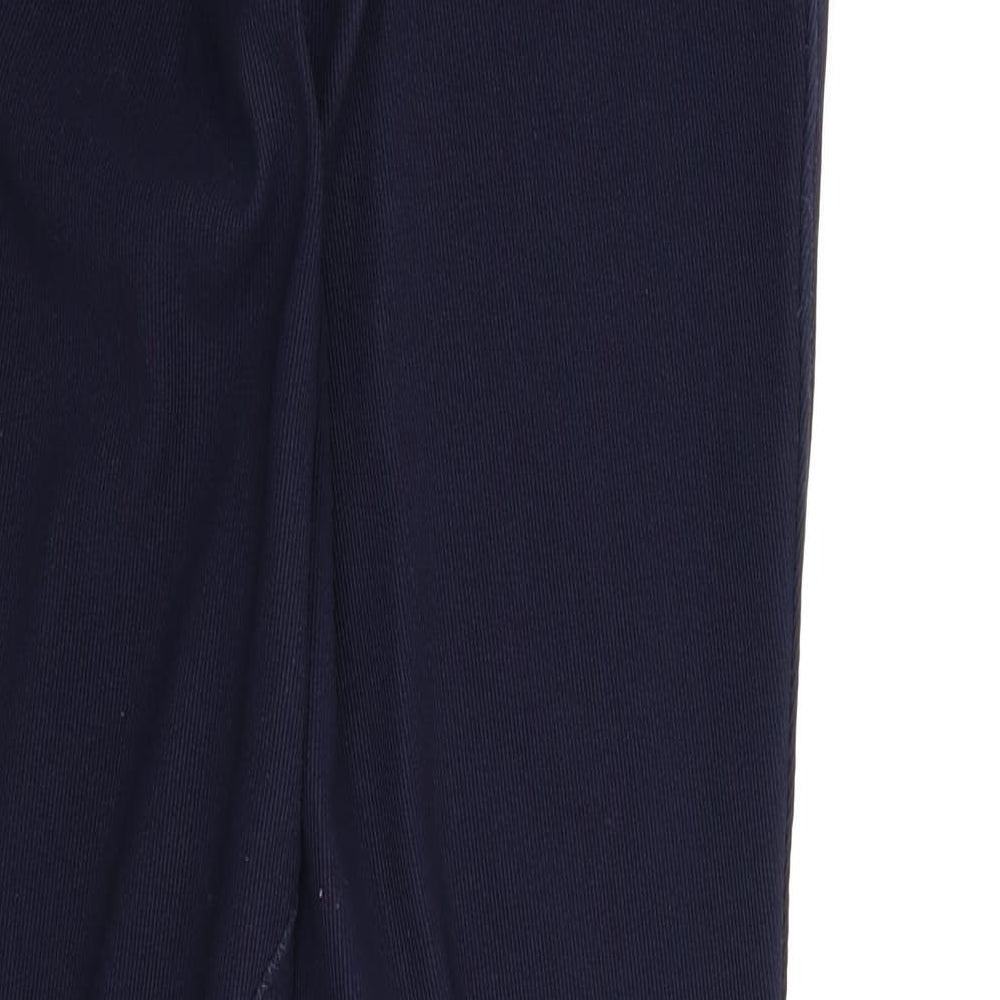 Brand and care label for Preworn men’s blue carrot trousers, size 30, in, 30-inch leg