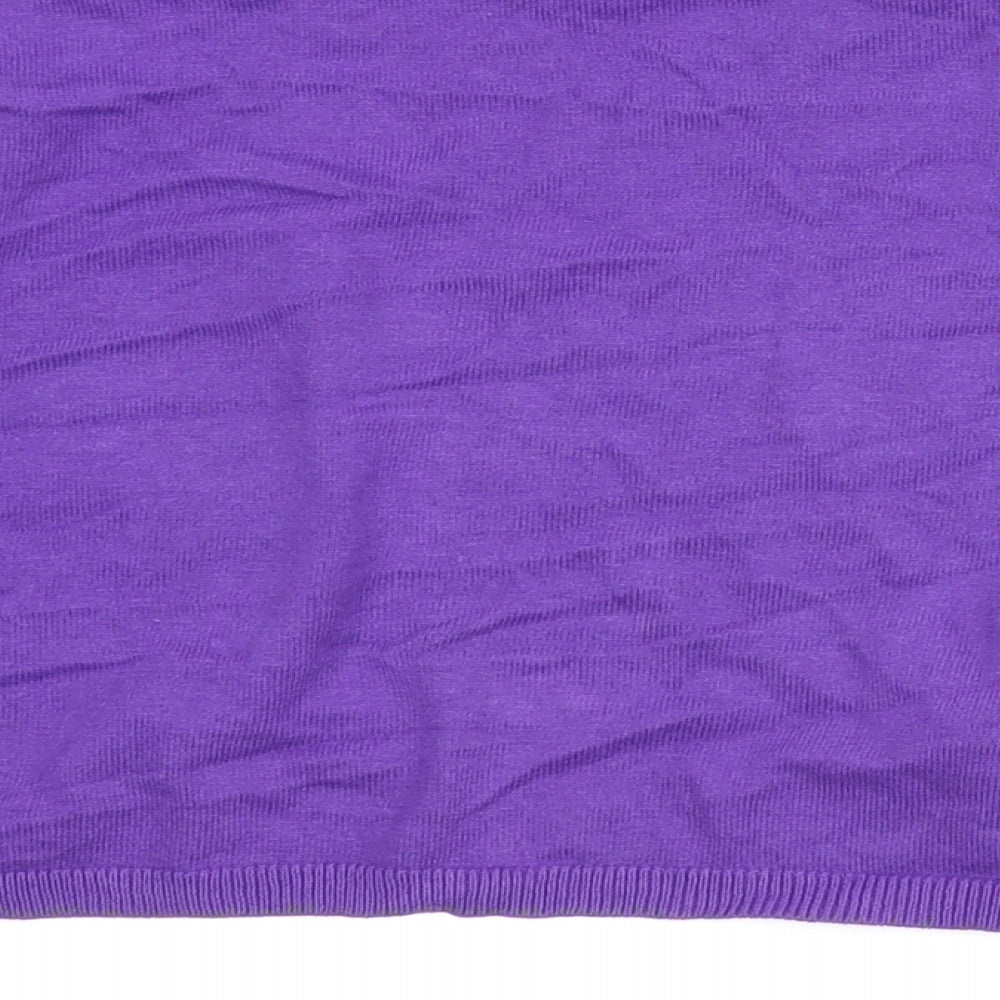 Brand and care label for M&Co girls’ purple cardigan jumper, size 10, years - bolero