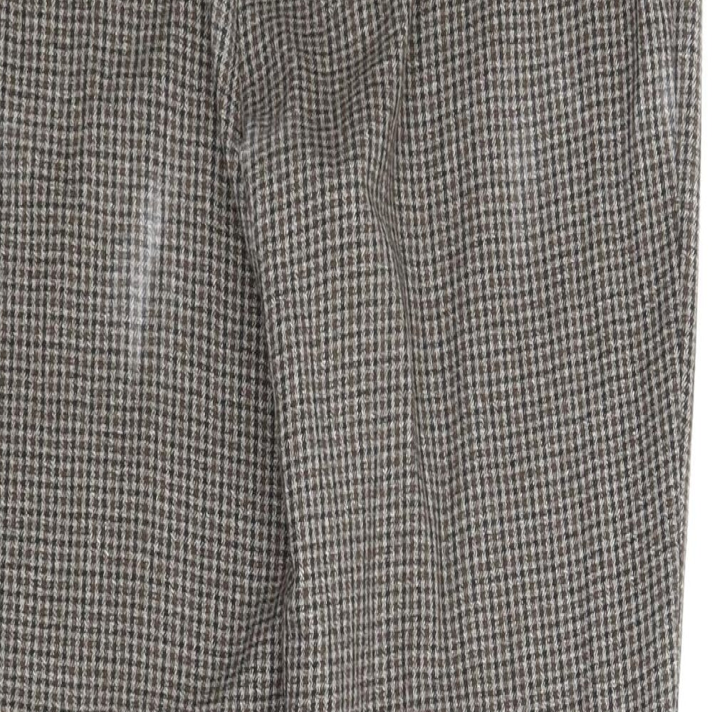 Brand and care label for Papaya women’s brown plaid carrot trousers, size UK 16, 28-inch leg