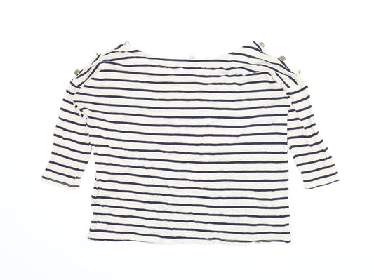 New Look Womens Beige Striped Basic Blouse Size 8