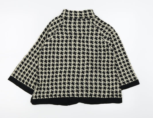 AMARANTO Womens Black Houndstooth Cardigan Jumper Size 8