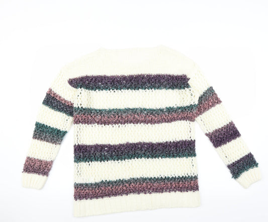 Matalan Womens Ivory Striped Pullover Jumper Size M