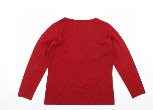 Preworn Womens Red Pullover Jumper Size S - beaded neckline