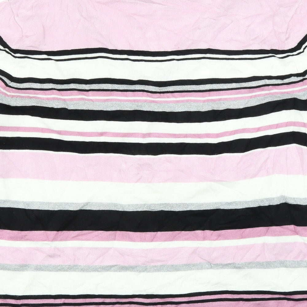 M&Co Womens Pink Striped Pullover Jumper Size 18