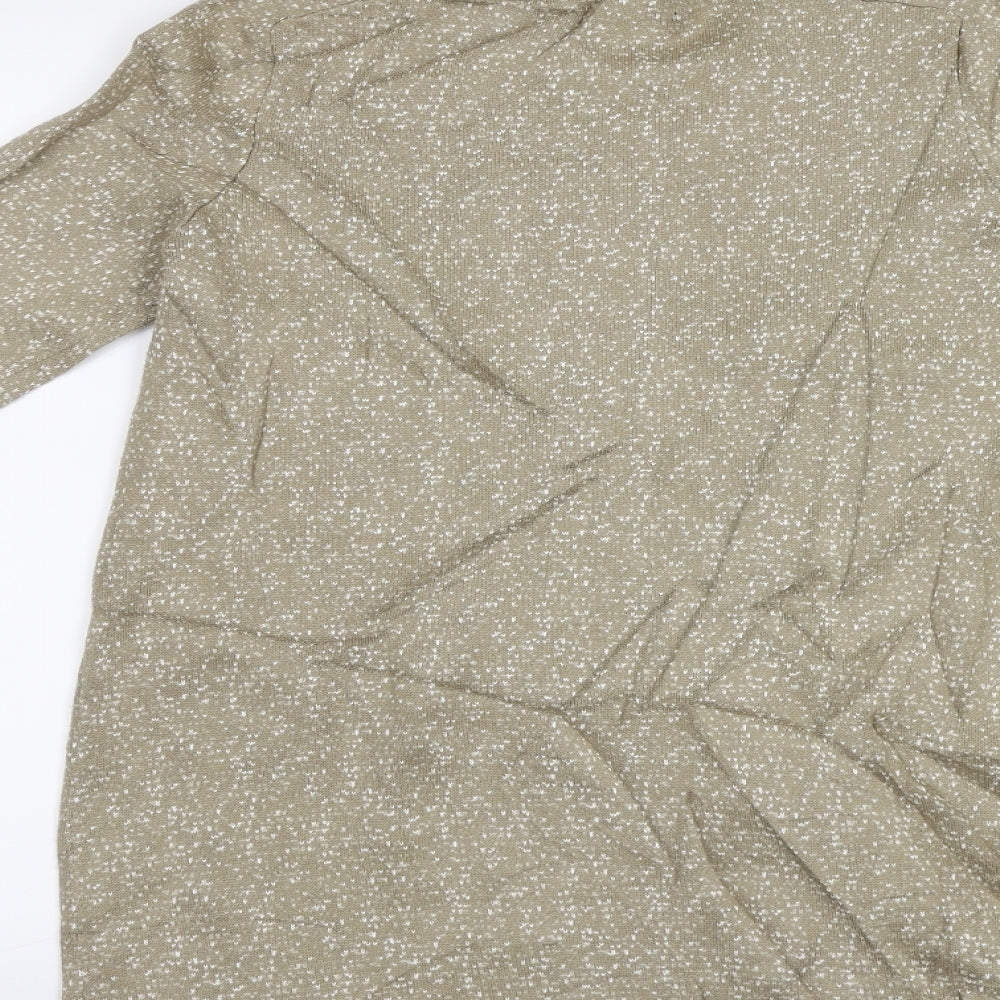 Brand and care label for Ellen Reyes women’s brown polka dot cardigan jumper, size S