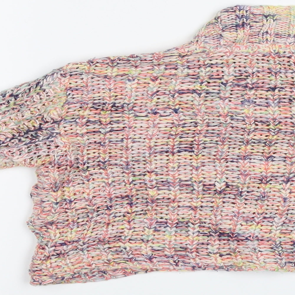 Brand and care label for Missguided women’s multicoloured jumper, size UK 8