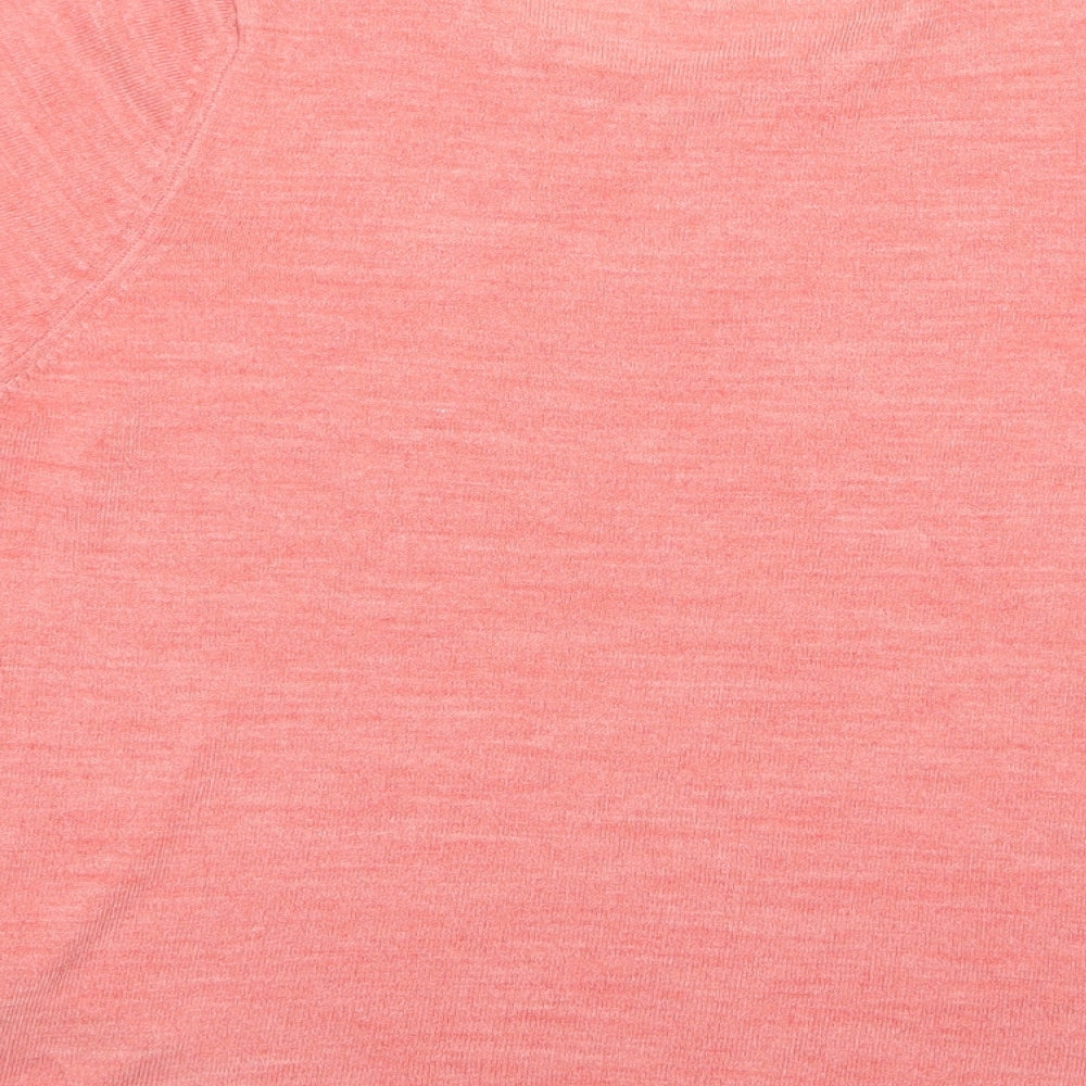 Brand and care label for Marks & Spencer women’s pink knit jumper, size UK 12
