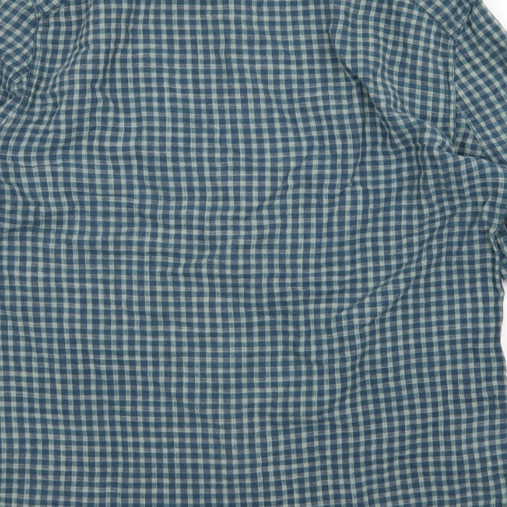 Label Lab Mens Blue Striped Woven Button-Up Size M